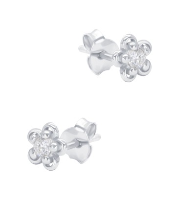 Beautiful Flower CZ Silver Stud Earring STS-6477
